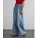  широкий брюки джинсы Denim Denim брюки [WEB ограничение ] передний tuck Denim брюки женский 