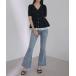  джинсы Denim Denim брюки прекрасный ножек стрейч flair Denim брюки женский 
