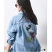  блуза рубашка лето Mickey Mouse / хлопок 100% задний принт Right on s Denim рубашка [ большой размер иметь ] Schic стиль женский 