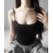  топ [ cup имеется ] квадратное ремешок на шею тонкий топ | square neck strap slim camisole