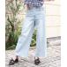  широкий брюки джинсы Denim Denim брюки [ можно выбрать 3 размер ] боковой вырез гонки прекрасный ножек biju- широкий Denim женский 