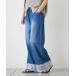  широкий брюки джинсы Denim Denim брюки [ZOZO ограничение ] мягкость легкий кромка гонки Denim брюки женский 