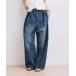  широкий брюки джинсы Denim Denim брюки [WEB ограничение ]*[ подвеска tenabru] tuck ti зеленовато-голубой широкий Denim широкий брюки женский 