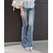  джинсы Denim Denim брюки боковой бахрома Denim flare pants женский 
