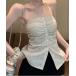  tube top bare top [2026 весна лето новый продукт ][ заколка-резинка комплект ] серебристый жевательная резинка проверка передний кнопка gya The - бюстье bare top 