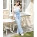  джинсы Denim Denim брюки 2way гонки оборка Kirakira Denim брюки женский 