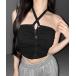  tube top bare top [ 2color ] топ на бретелях кнопка-застежка gya The - bare top | halter neck snap button gathered bare top