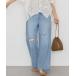  широкий брюки джинсы Denim Denim брюки повреждение широкий Denim женский 