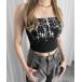  tube top bare top [jiasecond.] Cross дизайн bare top / tops cut and sewn bare top compact укороченные брюки Short черный Sprint...