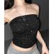  tube top bare top [ 3color ] стразы тонкий Fit bare top | Rhinestone slim fit bare top