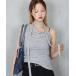  топ [ BARELY BLUE / Bear Lee голубой ] шея Thai asimeto Lee tops 