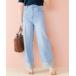  джинсы Denim Denim брюки гонки Hem Semi-wide распорка Denim [ низкий рост * маленький рисунок женщина ] женский 