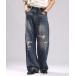  джинсы DISTRESSED STRAIGHT DENIM PANTS/ повреждение Denim распорка брюки мужской 
