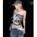  tube top bare top [ MEMECLE /memekru] cup имеется! Y2K графика bare top 
