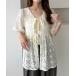 [apres jour clair] короткий рукав туника X-LARGE слоновая кость женский 