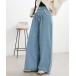  широкий брюки джинсы Denim Denim брюки боковой pico гонки широкий Denim брюки [ механизм омыватель bru] женский 