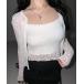  ансамбль [ 2 позиций комплект ] стрейч гонки me low топ + кардиган комплект |stretch lace mellow camisole + cardigan set