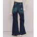  джинсы Denim Denim брюки parisienne frill flare denim / кромка оборка прекрасный ножек Denim брюки женский 
