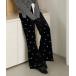  брюки [forksy.] цветочный принт вышивка велюр легкий flare pants женский 