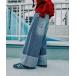  широкий брюки джинсы Denim Denim брюки [MODE NORM CORE] стежок Denim широкий брюки женский 