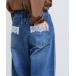  широкий брюки джинсы Denim Denim брюки карман гонки широкий Denim брюки женский 