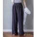  lady's pants embossment waist car - ring wide pants 