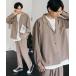  setup men's [ setup ] oversize big long sleeve shirt jacket / wide Zip JKT& tapered pants 