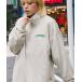  lady's sweat [CODDERR] half Zip Logo embroidery reverse side wool big Silhouette sweat 