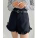  брюки ремень имеется высокий талия оборка шорты женский 