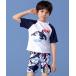  swimsuit lady's Kids swimsuit short sleeves Shark pattern Rush Guard + short pants + cap top and bottom 3 point set 