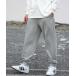  men's [BALL/ ball ] open end reverse side wool one Point badge attaching sweat pants 