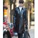  тренчкот пальто GHIRLANDINA-LEATHER LOOK(giru Landy -na кожа look ) одиночный тренчкот мужской reti-