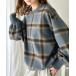  sweat lady's retro check feeling!. embroidery entering on blur check pull over 