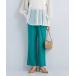  pants slacks lady's [size SHORT/TALL equipped ] cotton linen semi flair slit pants 