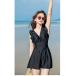  купальный костюм V шея оборка One-piece купальный костюм женский 