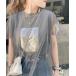 t shirt T-shirt lady's [mily bilet]1 sheets . high grade stylish style.chu-ru piling put on manner silver . print T-shirt 