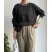 [DouDou] sweat cut and sewn FREE charcoal gray lady's 