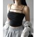  cup имеется топ [ cup имеется |2WAY ] линия ремешок tuck Short топ | line strap tuck short camisole