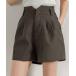  брюки [ большой размер иметь / подкладка имеется ] Корея .. передний tuck высокий талия шорты женский женский 