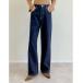  джинсы Denim Denim брюки [ низкий рост / высота рост размер иметь ] хлопок Denim высокий талия широкий брюки женский 