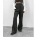  слаксы брюки [LVEU.] в тонкую полоску flare pants / выставить внешний жакет выполненный в строгом стиле over низ брюки s Try 