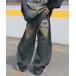  широкий брюки джинсы Denim Denim брюки [2 размер развитие / UNISEX ]ATMARKto соперник Crown Logo barrel нога Denim брюки выставить возможность машина...