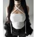  cup имеется топ [ 3color | cup есть ] длинный короткое колье Cross шея топ | long choker cross neck camisole
