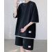  пижама [2 позиций комплект ] поддельный Layered выставить короткий рукав одноцветный футболка + шорты вафля style мужской женский 