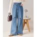  джинсы Denim Denim брюки [SS предшествующий предварительный заказ ] свет Denim авария широкий брюки женский 