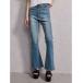  джинсы Denim Denim брюки высокий талия BACK гонки выше flair Denim брюки женский 