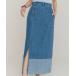  Denim юбка SLIT LONG DENIM SKIRT