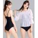  купальный костюм женский купальный костюм 2WAY длинный рукав off shorusia- tops +dore-p покрой все в одном купальный костюм 2 позиций комплект [ большой размер иметь ] женский 