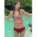  купальный костюм окантовка задний лента дизайн держатель шея бикини купальный костюм женский 