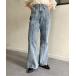 [Thevon] обработка Denim брюки SMALL голубой женский 